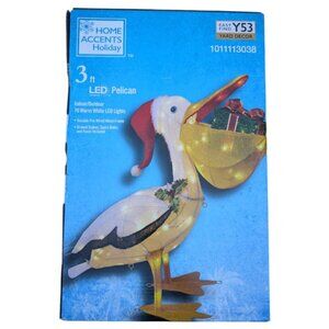 3 ft Pelican Tinsel LED Christmas Holiday Light Yard Sculpture Tropical Beach